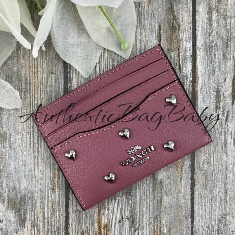 Coach Slim Id Card Case With Heat Rivets Wallet Purse